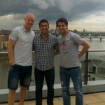 Phil Senderos, Danny Karbassiyoon, and Cesc Fabregas in London
