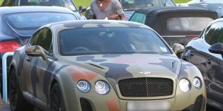 Manchester City’s Mario Balotelli in a camo Bentley Continental